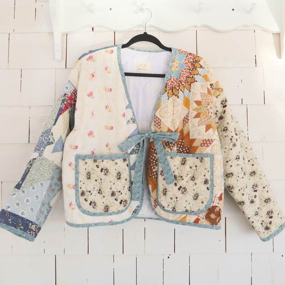 Handmade Jackets & Blazers - Upcycled Patchwork Quilt Floral Cardigan Jacket S • M • L
